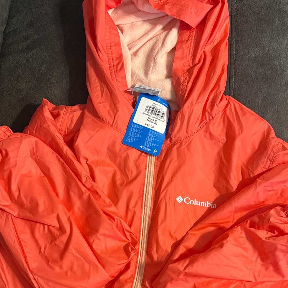Columbia Bright Coral Hooded Windbreaker